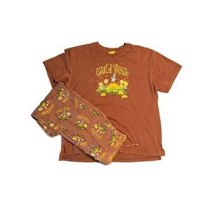 Vintage Charlie Brown Great Pumpkin Pajama Pants and Tee Drawstring Men M and Te
